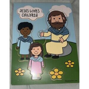 Jesus Loves Children 4 Piece Kids Disciples Puzzle Wood Swanson Christian  New